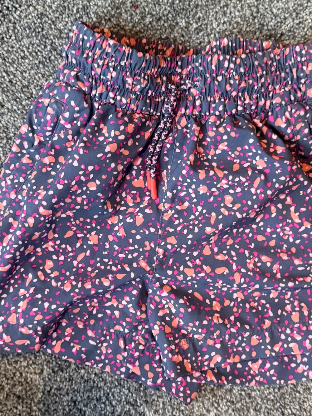 Athleta girl Navy Blue Athletic Shorts with Pink Coral Print